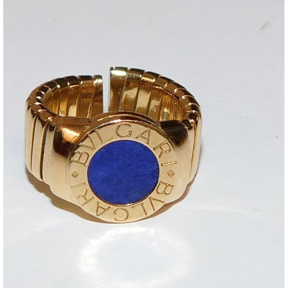 BVLGARI BULGARI Lazuli Tubogas Lapis Ring sz 4.5 18K Gold 15.84g